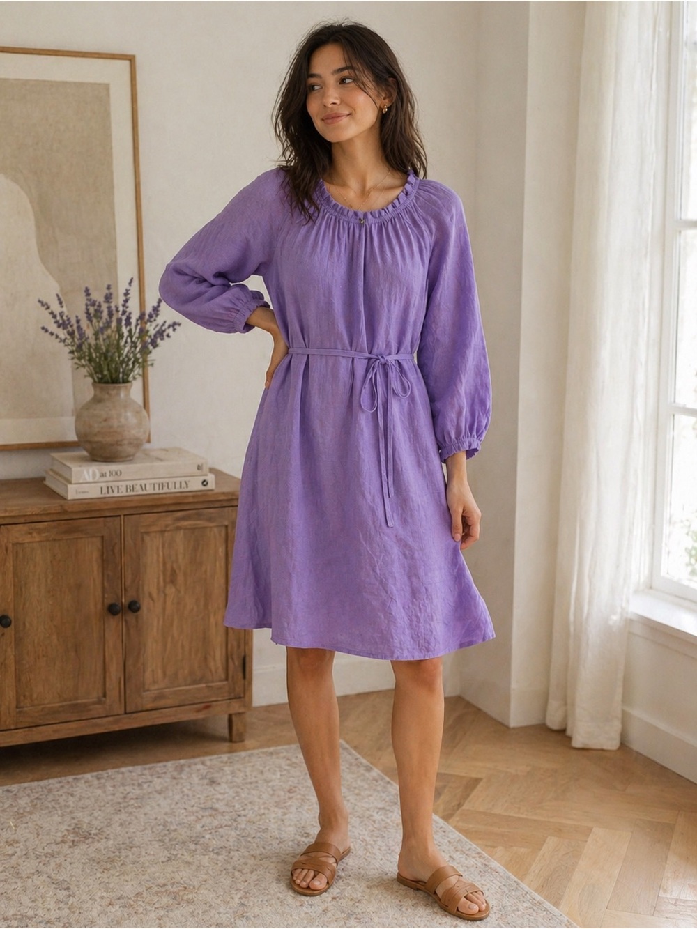 GAP Lilac Tie-Waist Midi Dress